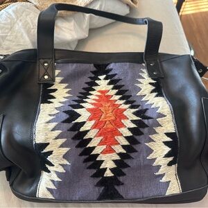 Mermaids and Dragons Custom Black Leather and Embroidery Trailblazer Artisan Bag